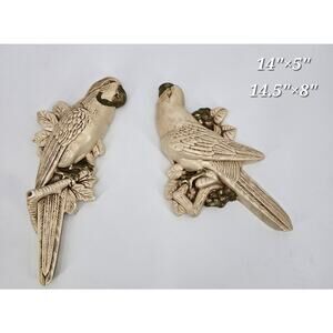 Vintage Miller Studio Chalkware Parrot Wall Art (Pair)
